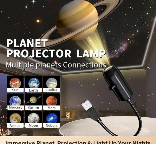 USB Moon & Earth Projector Light with 6 lens & Flexible Gooseneck & Interchangeable Film Slides